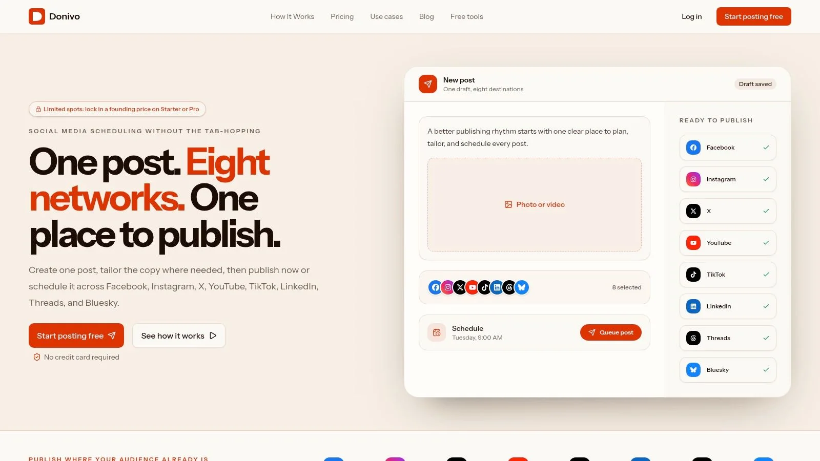 Donivo scheduling workflow interface for cross-network content publishing