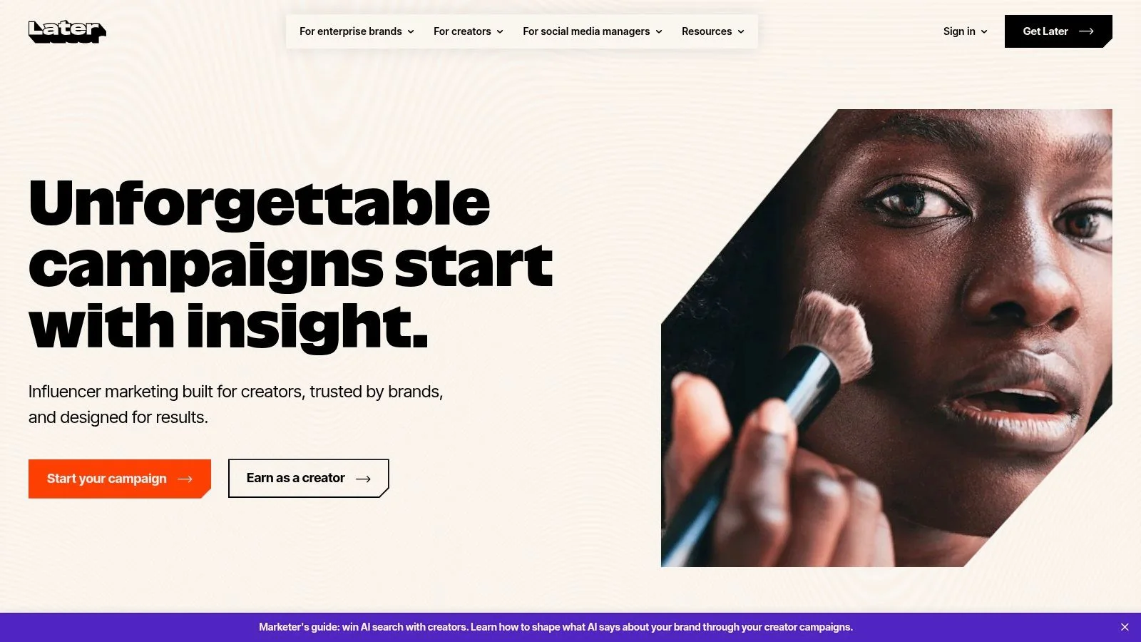 Later visual content planning and influencer marketing interface