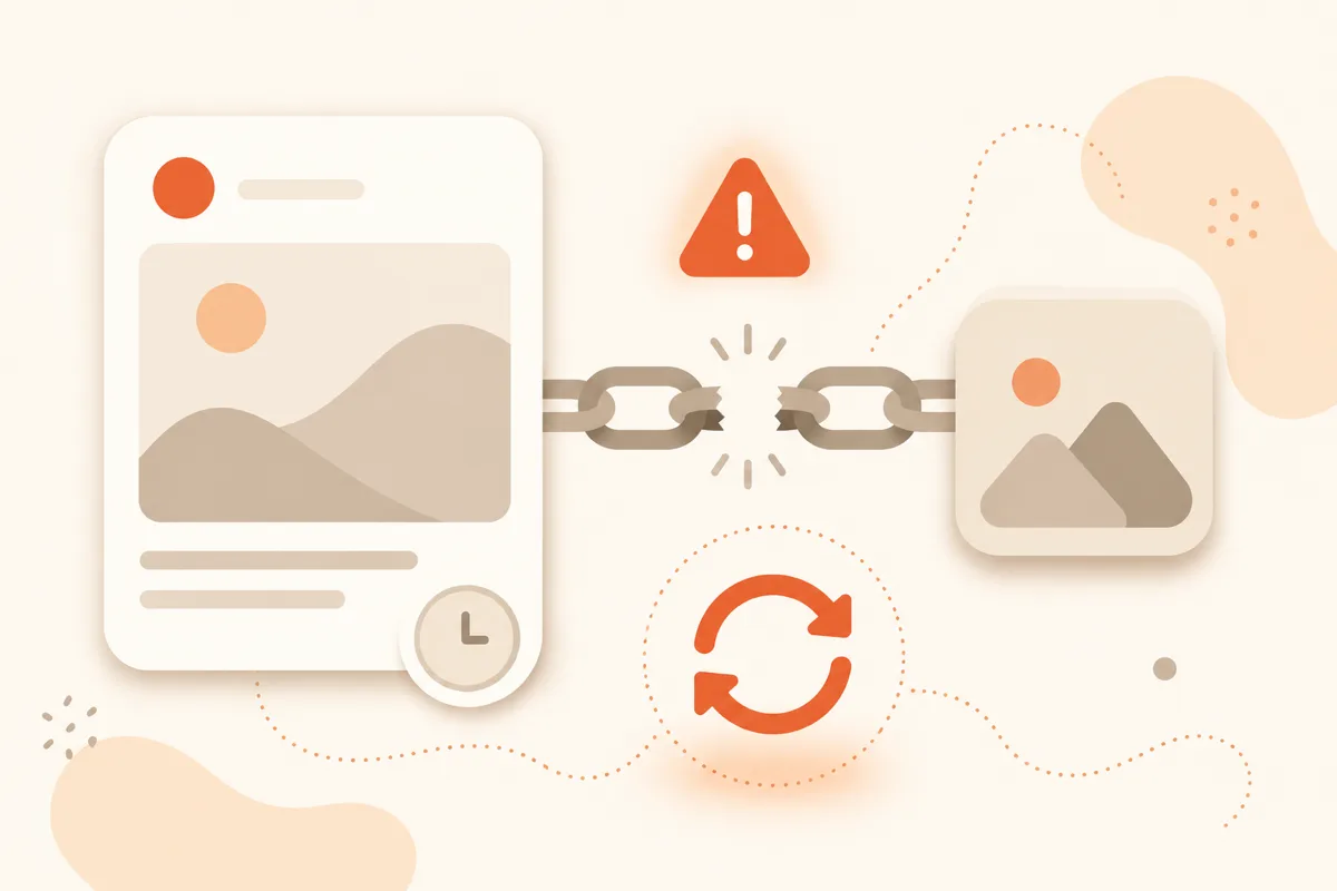 Illustration of a scheduled post failing because of an expired Instagram access token